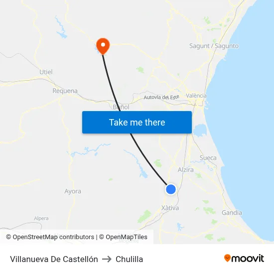 Villanueva De Castellón to Chulilla map