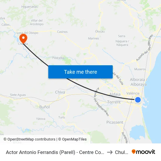 Actor Antonio Ferrandis (Parell) - Centre Comercial to Chulilla map