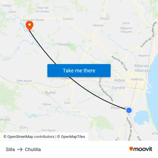 Silla to Chulilla map