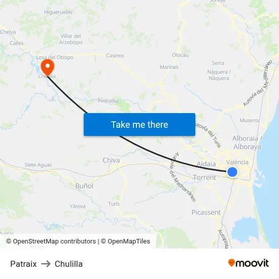 Patraix to Chulilla map
