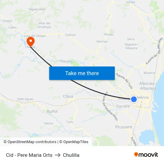 Cid - Pere Maria Orts to Chulilla map