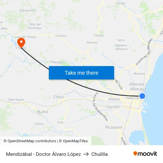 Mendizábal - Doctor Álvaro López to Chulilla map