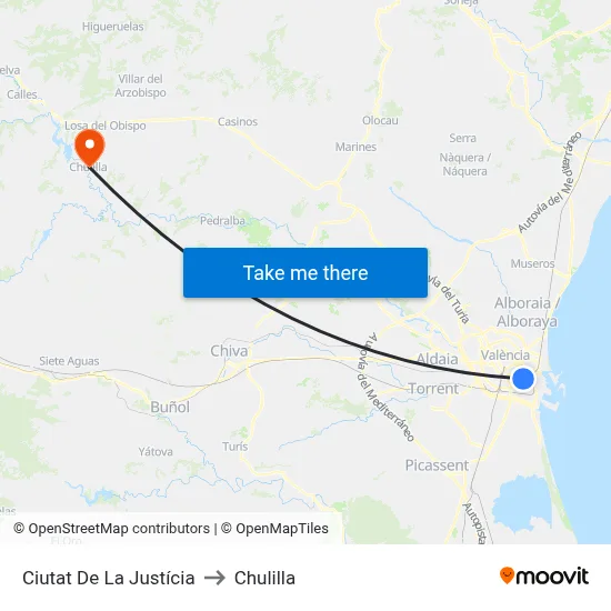 Ciutat De La Justícia to Chulilla map