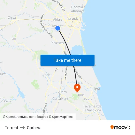 Torrent to Corbera map