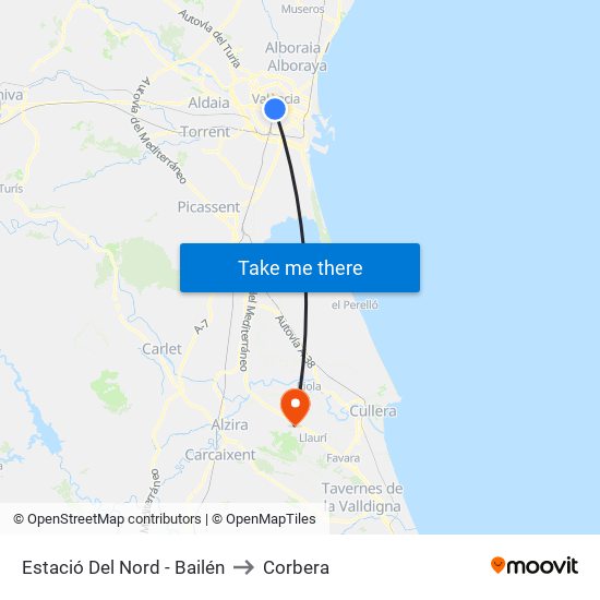 Bailén - Estació Del Nord to Corbera map