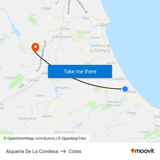 Alquería De La Condesa to Cotes map
