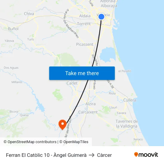 Ferran El Catòlic 10 - Àngel Guimerà to Càrcer map