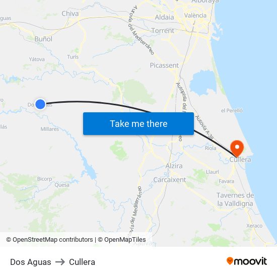 Dos Aguas to Cullera map