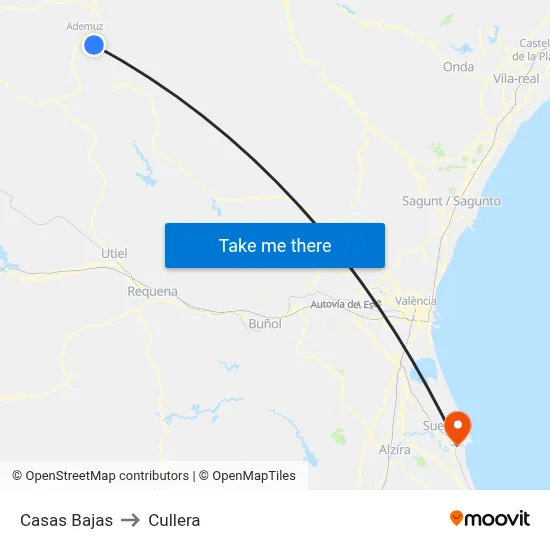 Casas Bajas to Cullera map
