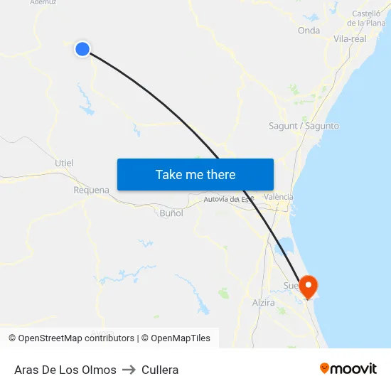 Aras De Los Olmos to Cullera map