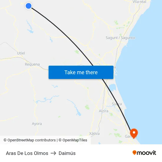 Aras De Los Olmos to Daimús map