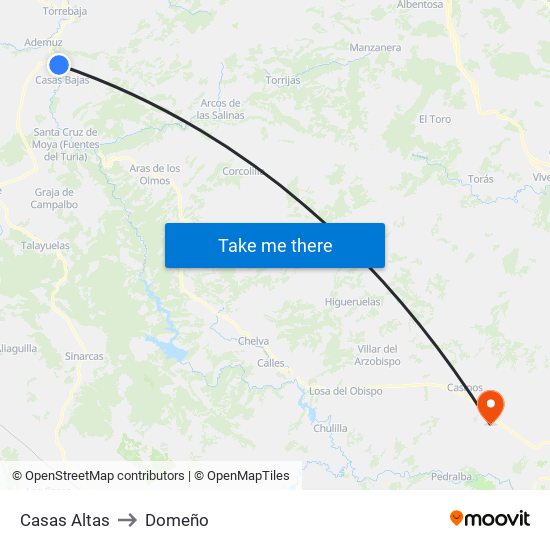 Casas Altas to Domeño map