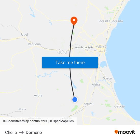 Chella to Domeño map