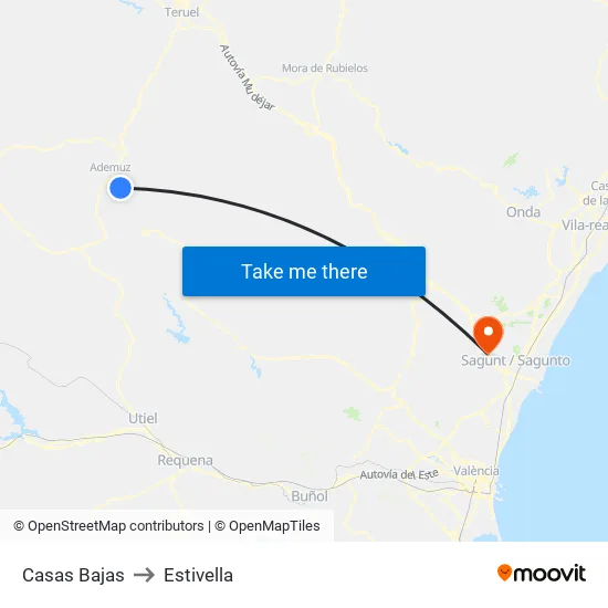 Casas Bajas to Estivella map