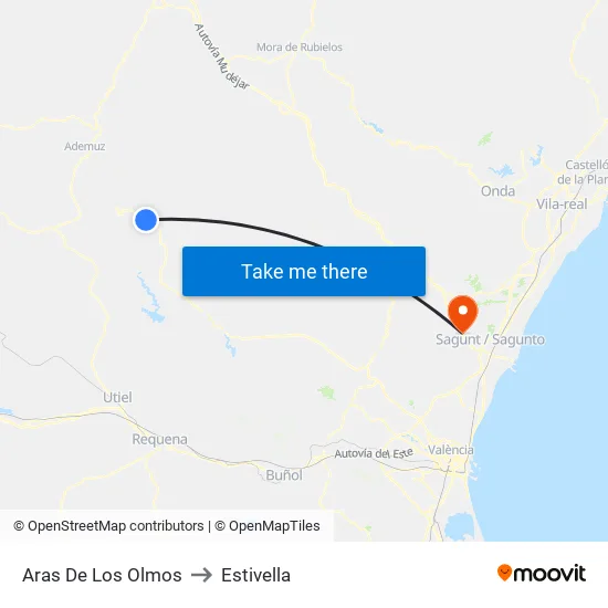 Aras De Los Olmos to Estivella map