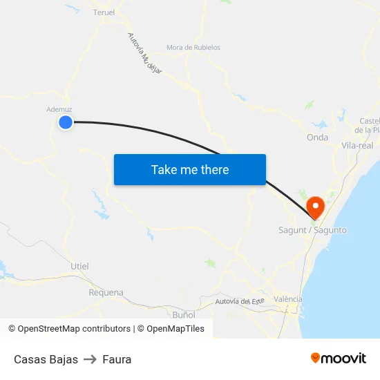 Casas Bajas to Faura map