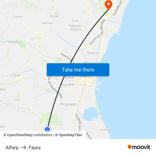 Alfarp to Faura map