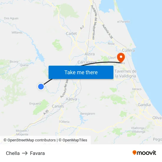 Chella to Favara map