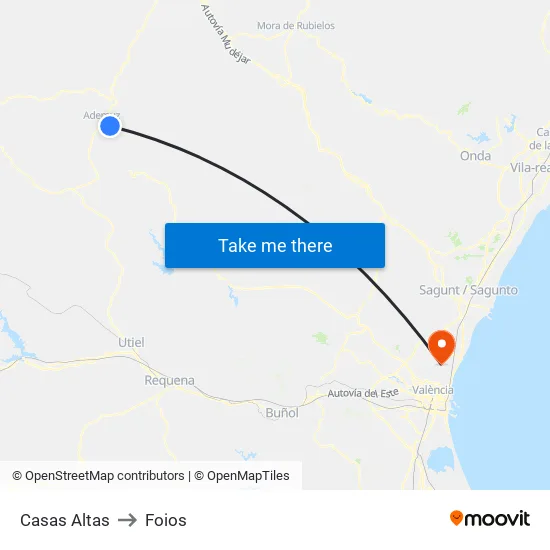 Casas Altas to Foios map