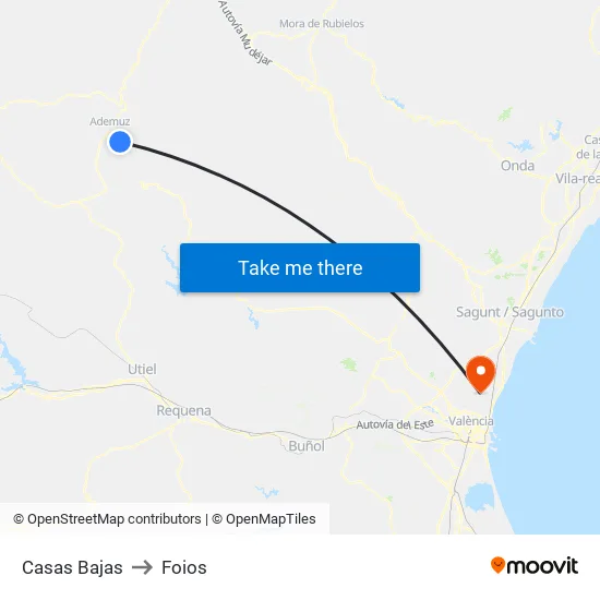 Casas Bajas to Foios map
