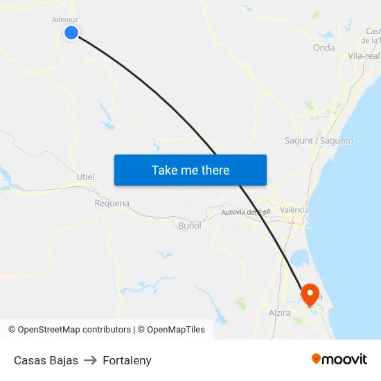 Casas Bajas to Fortaleny map