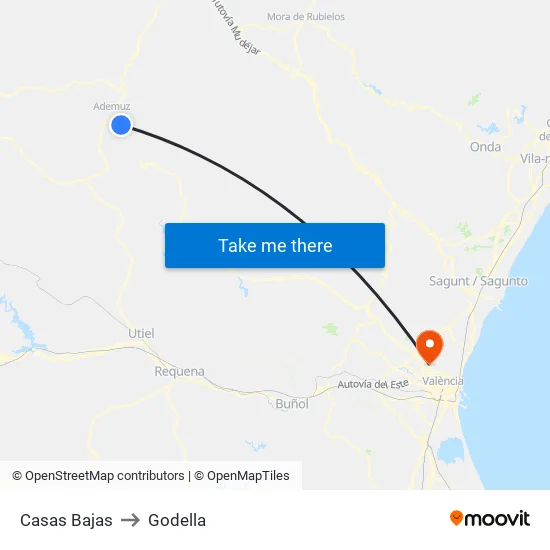 Casas Bajas to Godella map