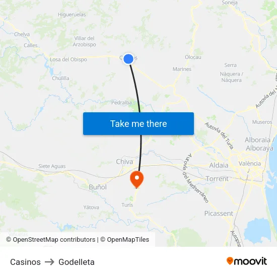 Casinos to Godelleta map