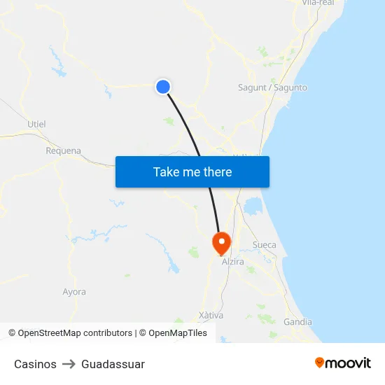 Casinos to Guadassuar map