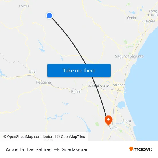 Arcos De Las Salinas to Guadassuar map