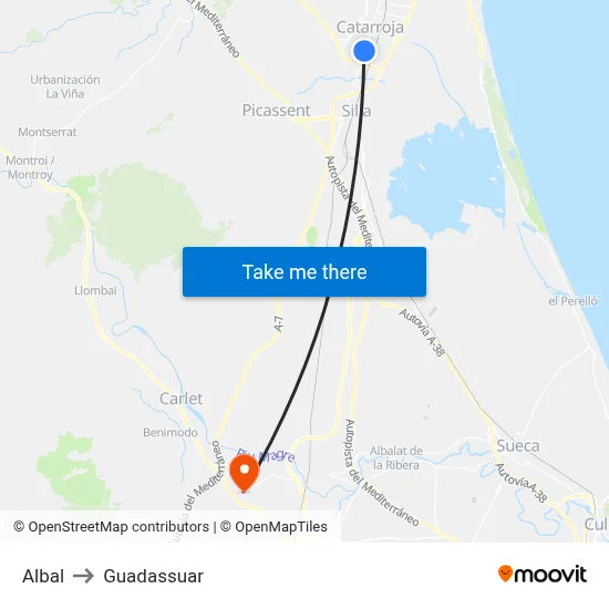 Albal to Guadassuar map