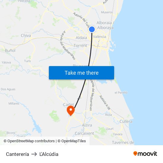Canterería to L'Alcúdia map