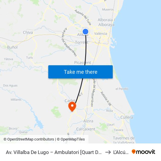 Av. Villalba De Lugo – Ambulatori [Quart De Poblet] to L'Alcúdia map