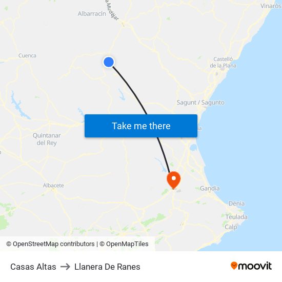 Casas Altas to Llanera De Ranes map