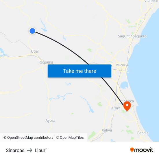 Sinarcas to Llaurí map