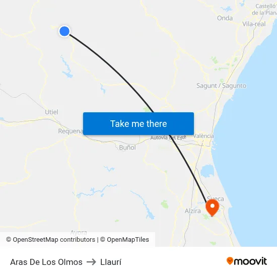Aras De Los Olmos to Llaurí map