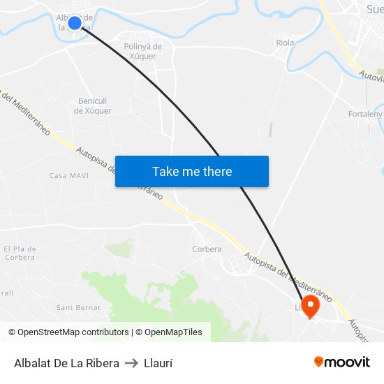 Albalat De La Ribera to Llaurí map