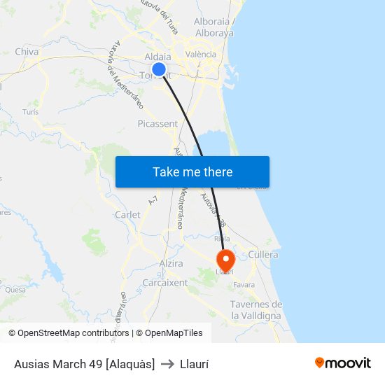 Ausias March 49 [Alaquàs] to Llaurí map