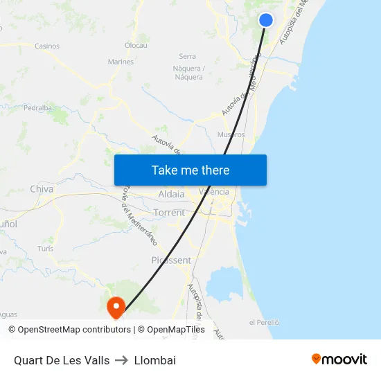 Quart De Les Valls to Llombai map