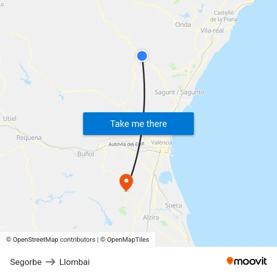 Segorbe to Llombai map