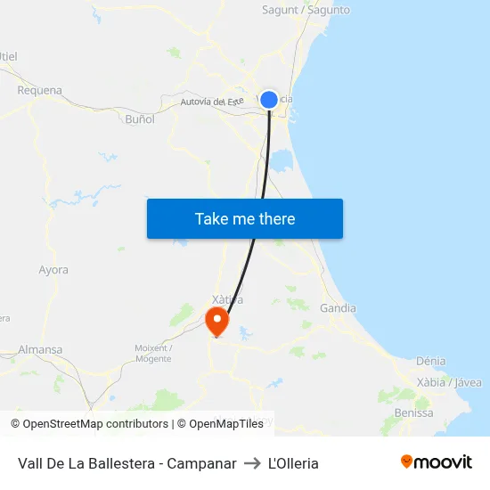 Vall De La Ballestera - Campanar to L'Olleria map