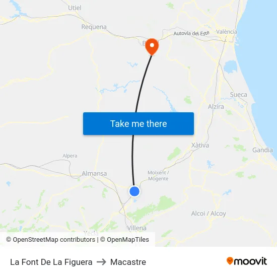 La Font De La Figuera to Macastre map