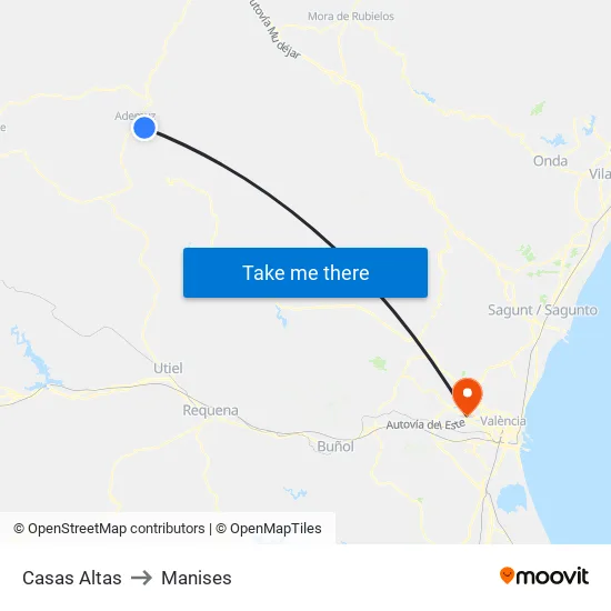 Casas Altas to Manises map