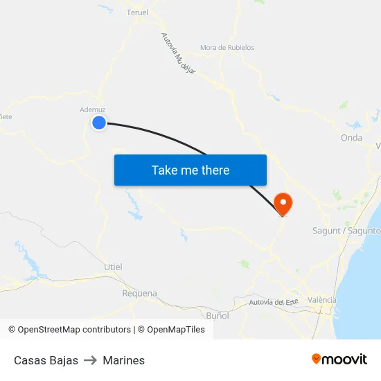 Casas Bajas to Marines map