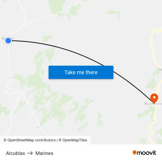 Alcublas to Marines map