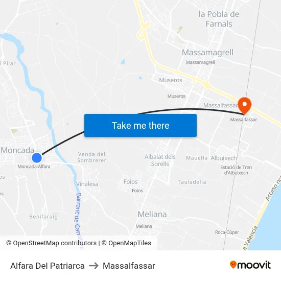 Alfara Del Patriarca to Massalfassar map