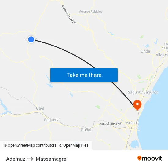 Ademuz to Massamagrell map