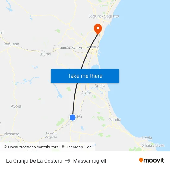 La Granja De La Costera to Massamagrell map