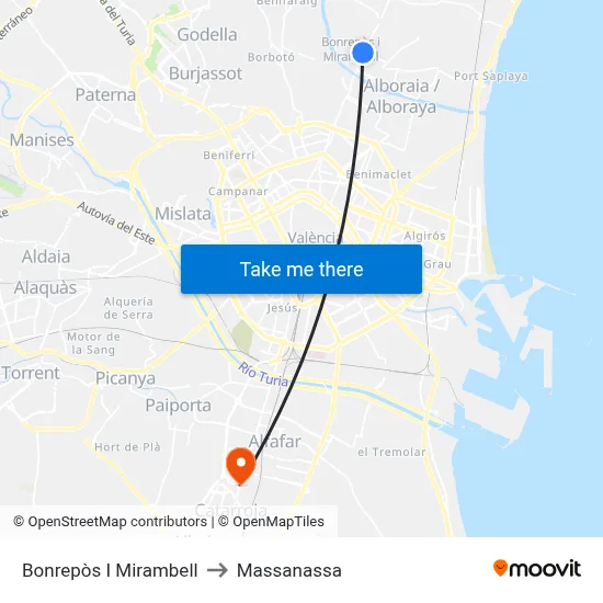 Bonrepòs I Mirambell to Massanassa map