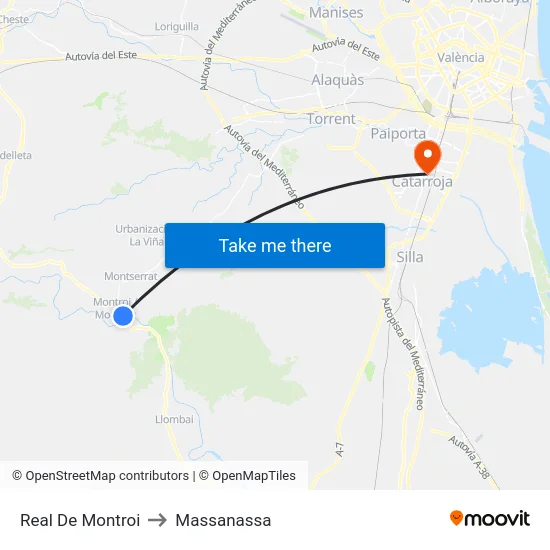Real De Montroi to Massanassa map