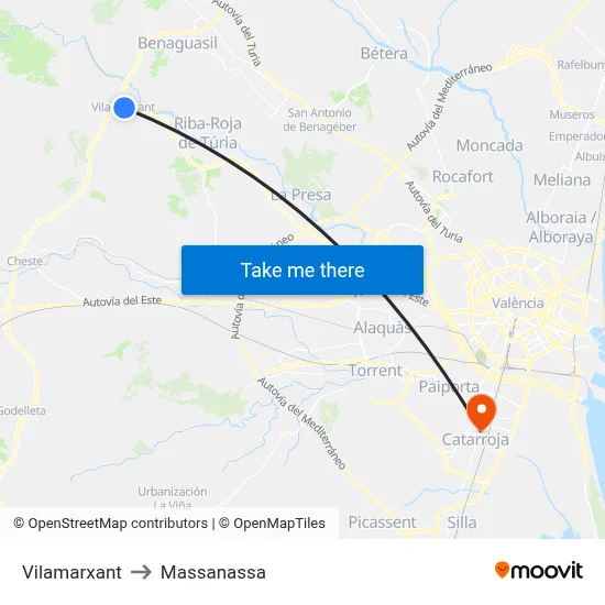 Vilamarxant to Massanassa map